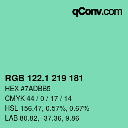 カラーコード: RGB 122.1 219 181 | qconv.com