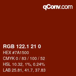 カラーコード: RGB 122.1 21 0 | qconv.com