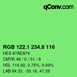 カラーコード: RGB 122.1 234.8 116 | qconv.com