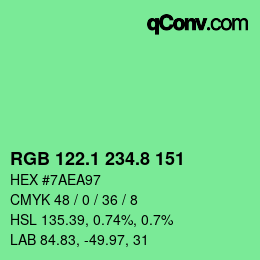 カラーコード: RGB 122.1 234.8 151 | qconv.com