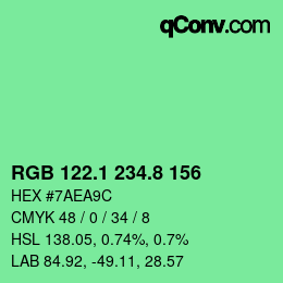 カラーコード: RGB 122.1 234.8 156 | qconv.com