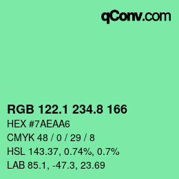 カラーコード: RGB 122.1 234.8 166 | qconv.com