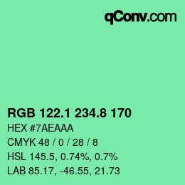 カラーコード: RGB 122.1 234.8 170 | qconv.com