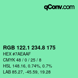 カラーコード: RGB 122.1 234.8 175 | qconv.com