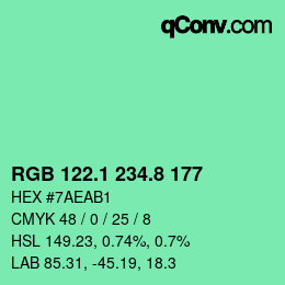 カラーコード: RGB 122.1 234.8 177 | qconv.com