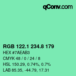 カラーコード: RGB 122.1 234.8 179 | qconv.com