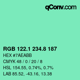 カラーコード: RGB 122.1 234.8 187 | qconv.com