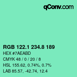 カラーコード: RGB 122.1 234.8 189 | qconv.com