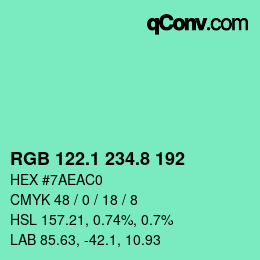 カラーコード: RGB 122.1 234.8 192 | qconv.com
