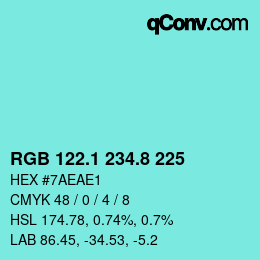 Color code: RGB 122.1 234.8 225 | qconv.com