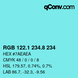 カラーコード: RGB 122.1 234.8 234 | qconv.com