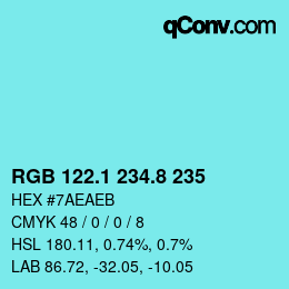 Color code: RGB 122.1 234.8 235 | qconv.com
