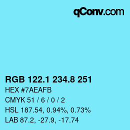 Color code: RGB 122.1 234.8 251 | qconv.com