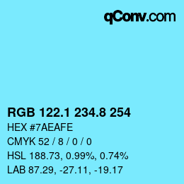 Color code: RGB 122.1 234.8 254 | qconv.com