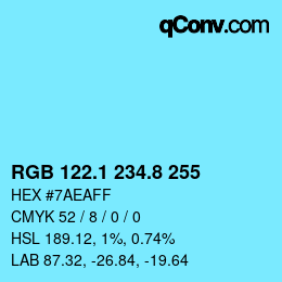 カラーコード: RGB 122.1 234.8 255 | qconv.com