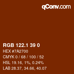 カラーコード: RGB 122.1 39 0 | qconv.com