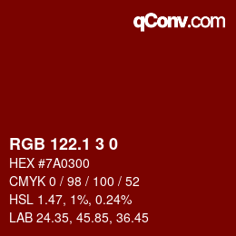 カラーコード: RGB 122.1 3 0 | qconv.com