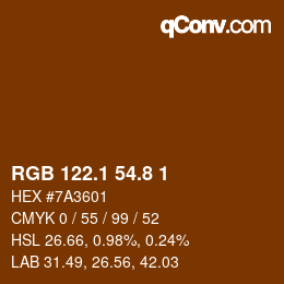 カラーコード: RGB 122.1 54.8 1 | qconv.com