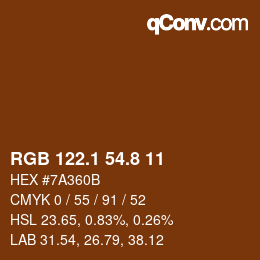 カラーコード: RGB 122.1 54.8 11 | qconv.com