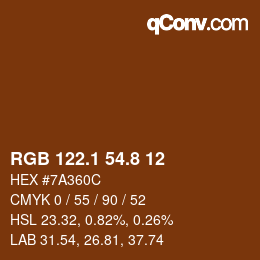Farbcode: RGB 122.1 54.8 12 | qconv.com