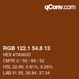Color code: RGB 122.1 54.8 13 | qconv.com