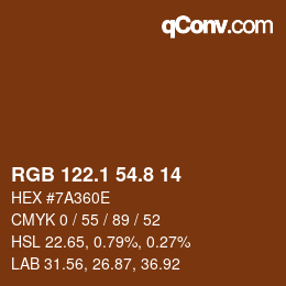 Color code: RGB 122.1 54.8 14 | qconv.com
