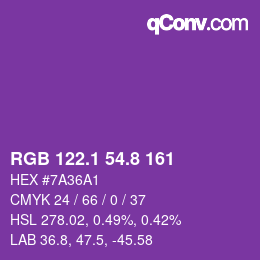 カラーコード: RGB 122.1 54.8 161 | qconv.com