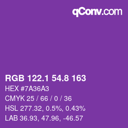 カラーコード: RGB 122.1 54.8 163 | qconv.com