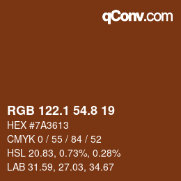 Color code: RGB 122.1 54.8 19 | qconv.com