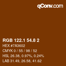 Color code: RGB 122.1 54.8 2 | qconv.com