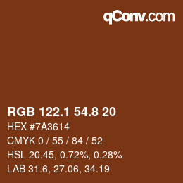 Color code: RGB 122.1 54.8 20 | qconv.com