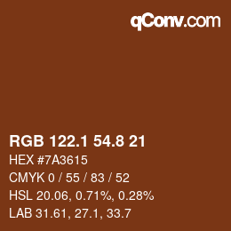 カラーコード: RGB 122.1 54.8 21 | qconv.com