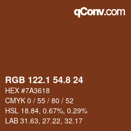 Farbcode: RGB 122.1 54.8 24 | qconv.com