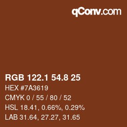 Color code: RGB 122.1 54.8 25 | qconv.com