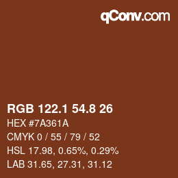 カラーコード: RGB 122.1 54.8 26 | qconv.com