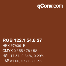 Color code: RGB 122.1 54.8 27 | qconv.com