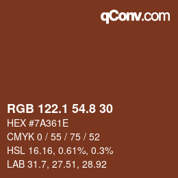 Color code: RGB 122.1 54.8 30 | qconv.com