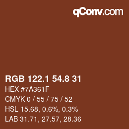 カラーコード: RGB 122.1 54.8 31 | qconv.com