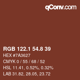 Color code: RGB 122.1 54.8 39 | qconv.com