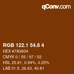 Código de color: RGB 122.1 54.8 4 | qconv.com