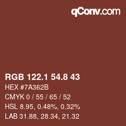 Color code: RGB 122.1 54.8 43 | qconv.com