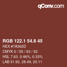 カラーコード: RGB 122.1 54.8 45 | qconv.com