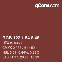 Color code: RGB 122.1 54.8 48 | qconv.com