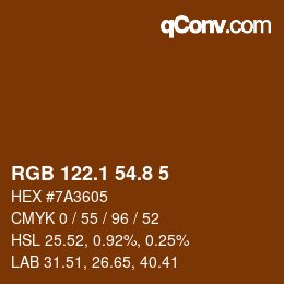 Color code: RGB 122.1 54.8 5 | qconv.com