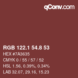 カラーコード: RGB 122.1 54.8 53 | qconv.com