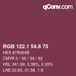 カラーコード: RGB 122.1 54.8 75 | qconv.com