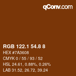 Code couleur: RGB 122.1 54.8 8 | qconv.com