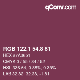 カラーコード: RGB 122.1 54.8 81 | qconv.com
