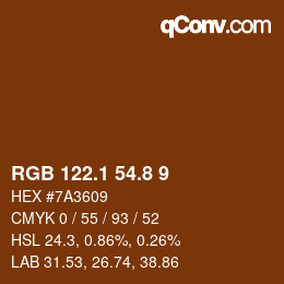 カラーコード: RGB 122.1 54.8 9 | qconv.com