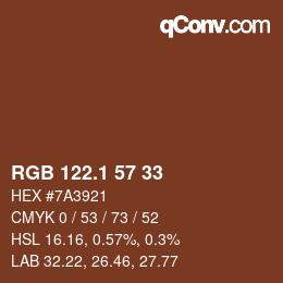 カラーコード: RGB 122.1 57 33 | qconv.com